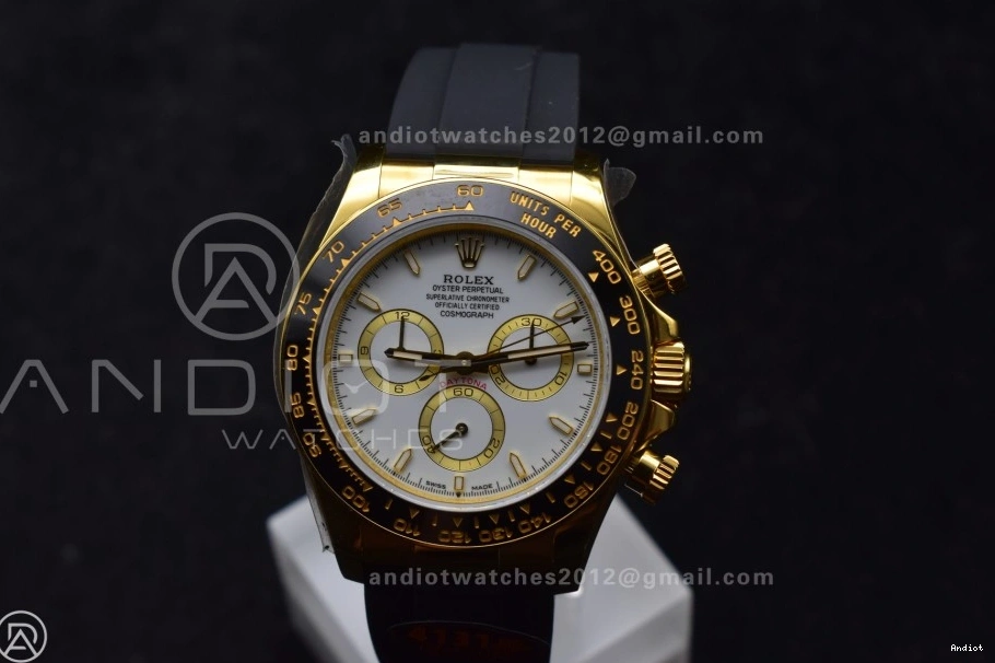 QF SH4131 White Daytona 1:1 (Weighted) Best on Edition Oysterflex 126518 V6 Dial Strap 0313
